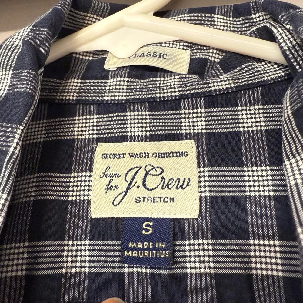 J. Crew Classic Men's Blue White Checkered‎ Long Sleeve Button Down Shirt S
